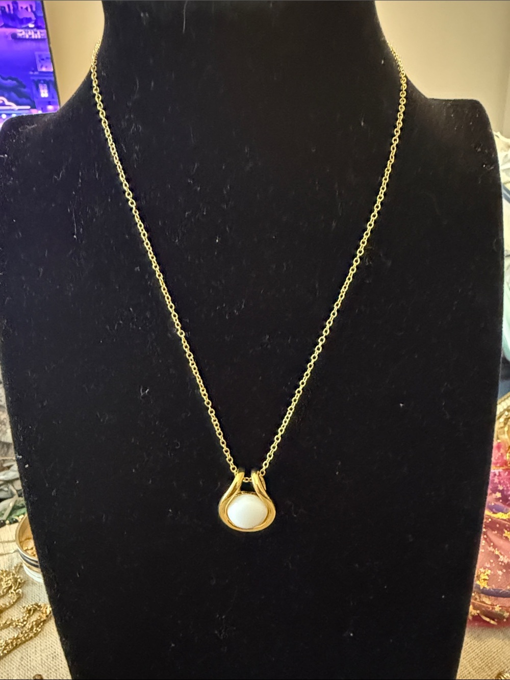 Anne Klein Gold-Tone Necklace with White Pendant